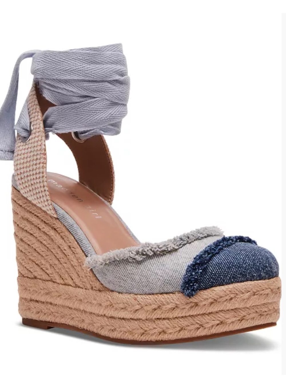 Steve Madden madden girl Denim Espadrille Wedge with Ankle Tie | Size 8.5